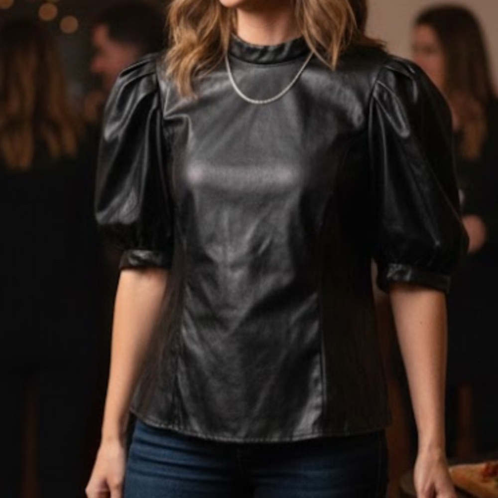 Jealous Tomato Black Puff Sleeve Blouse Size M